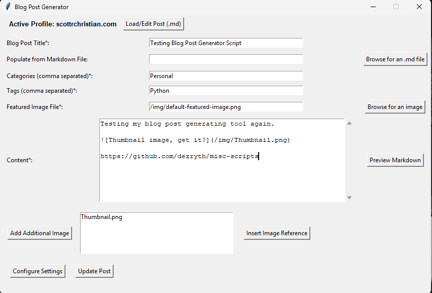 Latest Iteration of GUI for Blog Post Generator